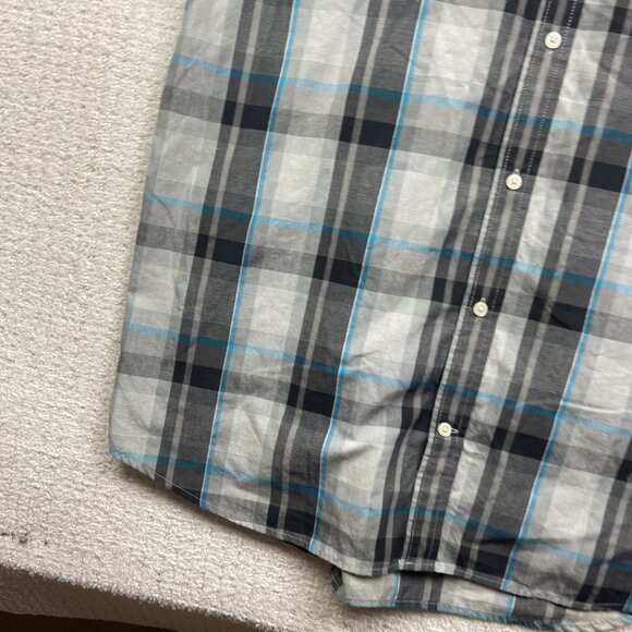 Y2K Hurley Shirt Mens XXL Light Grey / Blue Button Up Skater Surfer Beach Casual - Picture 6 of 15